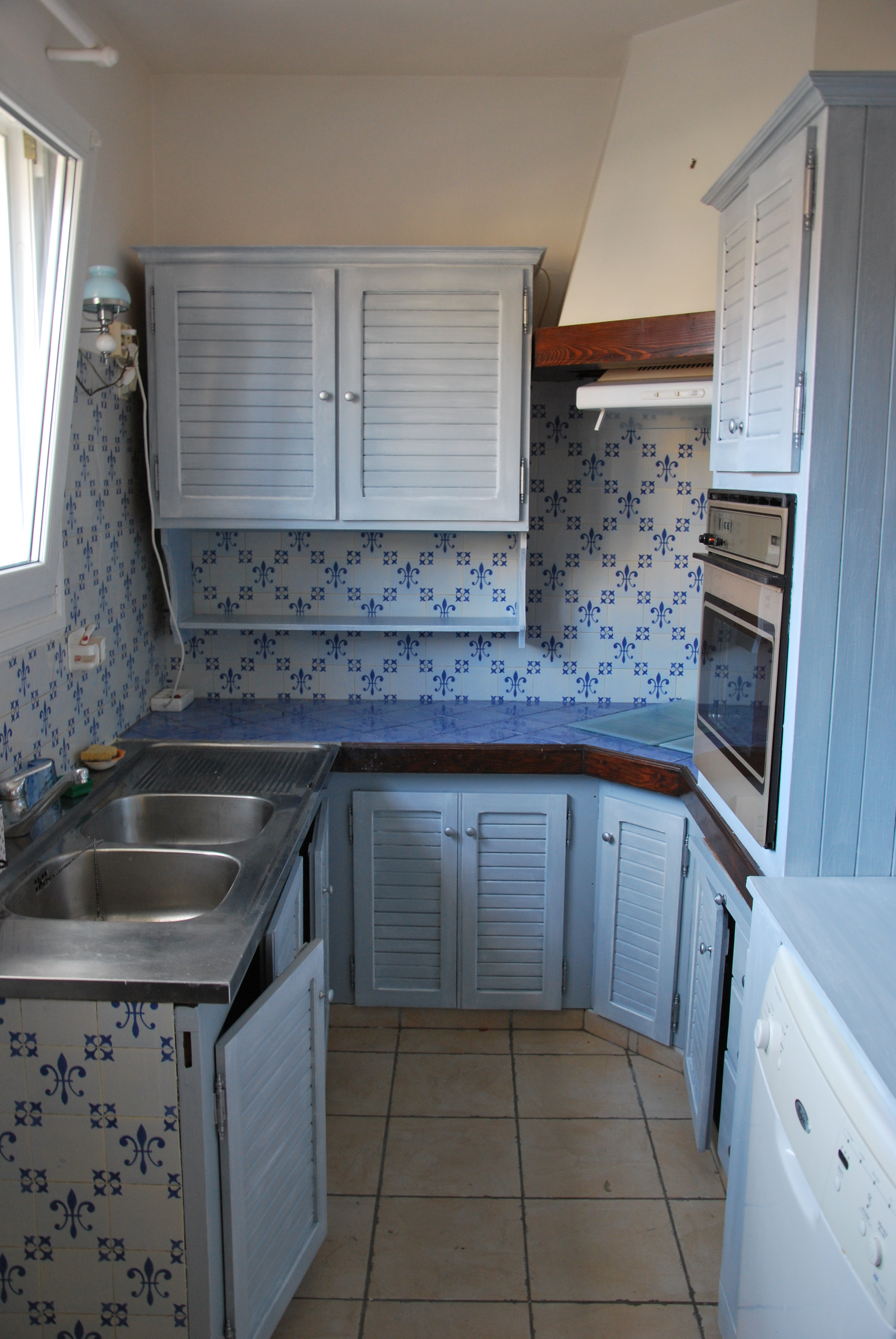 Cuisine gris bleu turquoise: murs couleurs papiers peints ...